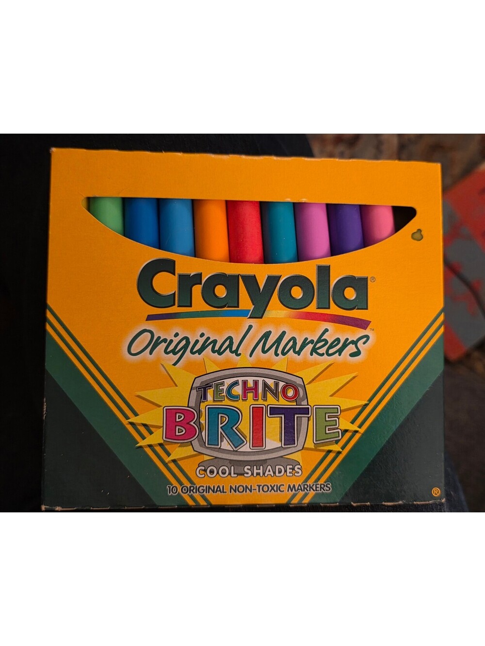 Vintage 1997 Crayola Techno Brite Cool Shades Markers 10 Pack Binney & Smith NOS